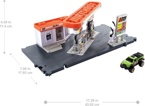 Matchbox Cars Playset, Action Drivers Fuel Station & 1:64 Scale Toy Truck, Moveable Gas Hoses & Car-Activated Features in Saudi Arabia