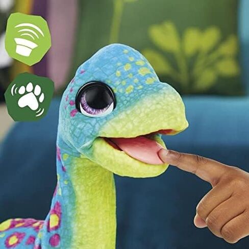 furReal Snackin' Sam The Bronto, Interactive Pets, 40+ Sounds and Reactions, Electronic Pets, Plush Dinosaur Toys for 4 Year Old Girls and Boys in Kuwait