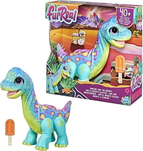 furReal Snackin' Sam The Bronto, Interactive Pets, 40+ Sounds and Reactions, Electronic Pets, Plush Dinosaur Toys for 4 Year Old Girls and Boys in Kuwait