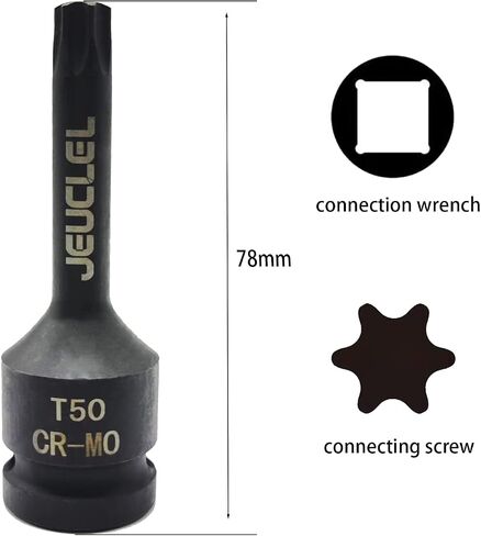 T70 Torx Star 6 Point Impact Bit Socket, T70 1/2-Inch Square Drive 3-Inch Long Torx Socket, Cr-Mo Steel Lengthen Screwdriver Socket Adapter Tool in Saudi Arabia