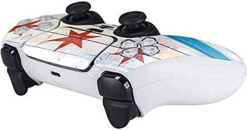Skinit Skinit Gaming Gaming Skin Accompated مع PS5 Controller - Chicago Flag Dark Wood Design in Kuwait