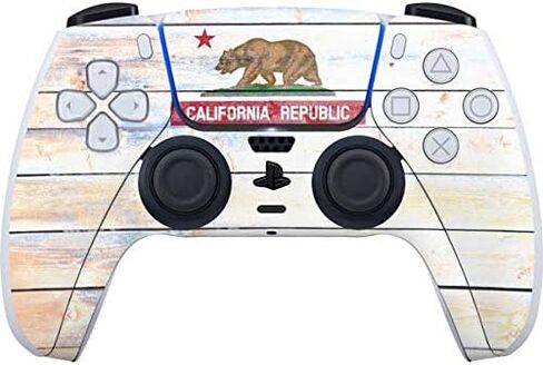 Skinit Skinit Gaming Gaming Skin Accompated مع PS5 Controller - Chicago Flag Dark Wood Design in Kuwait