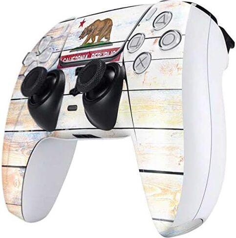 Skinit Skinit Gaming Gaming Skin Accompated مع PS5 Controller - Chicago Flag Dark Wood Design in Kuwait