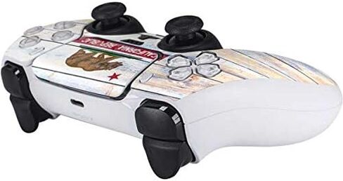 Skinit Skinit Gaming Gaming Skin Accompated مع PS5 Controller - Chicago Flag Dark Wood Design in Kuwait
