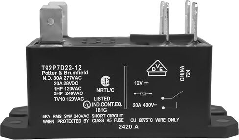 مرحل الطاقة T92P7D22-12 6-1393211-9 (عبوة من 2) - 12VDC، 30A PCB عالي الطاقة للأغراض العامة، مرحل تثبيت اللوحة، DPST-NO in Saudi Arabia
