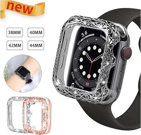 علبة الماس متوافقة مع Apple Watch SE 6 5 4 3 2 1 40mm 44mm 44 مم حامي Cover Cover Case متوافق مع Iwatch Series 42 مم 38 مم in Saudi Arabia