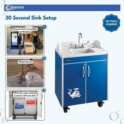 Ozark River Portable Sints Lil Premier ، ارتفاع الطفل ذاتيًا محمولة مع الماء الساخن للأطفال ، ومحطة غسل اليدين في الماء الساخن لرسائل السيارات والفصول الدراسية ، وحوض محمول بحجم الطفل in Kuwait