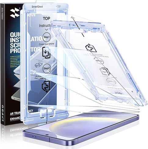 SMARTDEVIL [3 Pack for Samsung Galaxy S25 Screen Protector ، Phins Print Reader متوافق ، سريع وسهل التثبيت ، الفيلم الزجاجي المقسّر 9H ، إطار محاذاة [خالٍ من الغبار وخالي من الفقاعات] in Saudi Arabia