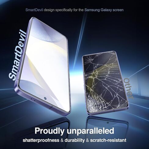 SMARTDEVIL [3 Pack for Samsung Galaxy S25 Screen Protector ، Phins Print Reader متوافق ، سريع وسهل التثبيت ، الفيلم الزجاجي المقسّر 9H ، إطار محاذاة [خالٍ من الغبار وخالي من الفقاعات] in Saudi Arabia