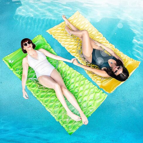 Sloosh Pocket Inflatable Floating Mat Swimming Pool Mattress Pool Mat Float Raft Lounge 2 Pieces(Blue, Purple) in Saudi Arabia