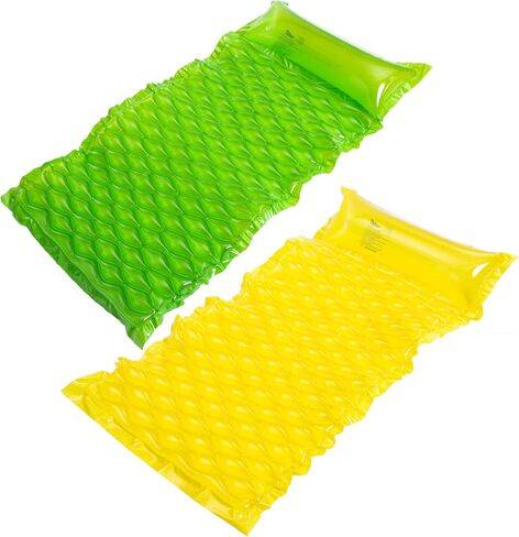 Sloosh Pocket Inflatable Floating Mat Swimming Pool Mattress Pool Mat Float Raft Lounge 2 Pieces(Blue, Purple) in Saudi Arabia
