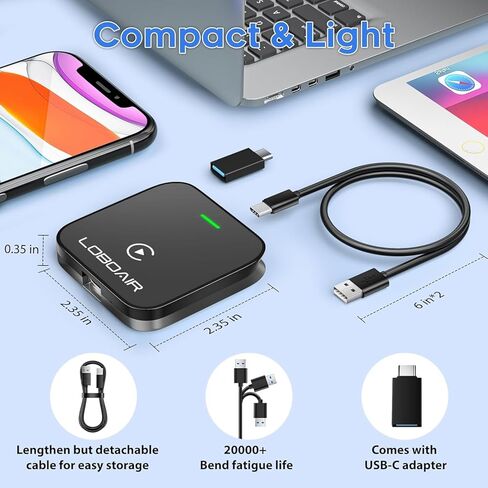 محول CarPlay اللاسلكي لـ Factory Wired Carplay ، 2025 محول CarPlay الأوتوماتيكي يحول سلكية إلى السيارات اللاسلكية التي تناسب السيارات من 2015 ، iOS 10+ ، تحافظ على التحكم الأصلي. أسود عميق in Saudi Arabia