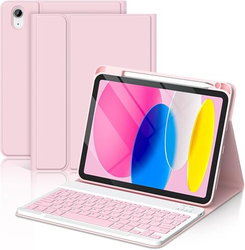 TaIYanG for iPad A16 11/10th Generation Case with Keyboard- Detachable Bluetooth Keyboard Case with Pencil Holder, Thin & Light- Folio Cover for iPad 11 inch A16 2025 10th Gen 10.9 Inch 2022 (Pink) in Saudi Arabia