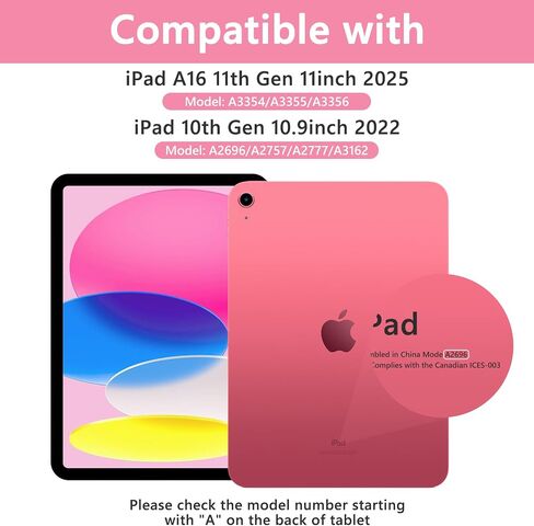 TaIYanG for iPad A16 11/10th Generation Case with Keyboard- Detachable Bluetooth Keyboard Case with Pencil Holder, Thin & Light- Folio Cover for iPad 11 inch A16 2025 10th Gen 10.9 Inch 2022 (Pink) in Saudi Arabia