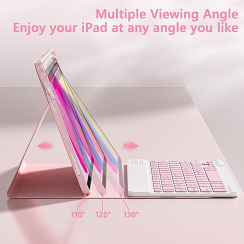 TaIYanG for iPad A16 11/10th Generation Case with Keyboard- Detachable Bluetooth Keyboard Case with Pencil Holder, Thin & Light- Folio Cover for iPad 11 inch A16 2025 10th Gen 10.9 Inch 2022 (Pink) in Saudi Arabia