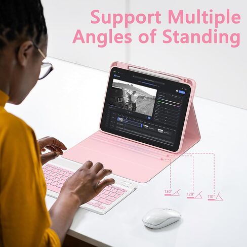 TaIYanG for iPad A16 11/10th Generation Case with Keyboard- Detachable Bluetooth Keyboard Case with Pencil Holder, Thin & Light- Folio Cover for iPad 11 inch A16 2025 10th Gen 10.9 Inch 2022 (Pink) in Saudi Arabia