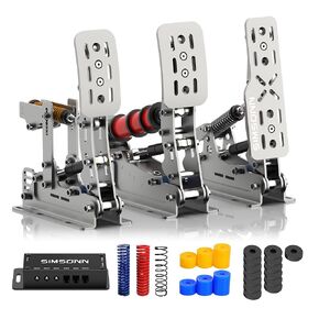 SIMSONN Plus X Pedals Sim Racing Pedals PC Racing Simulator Pressure Sensor Load Cell HE Hydraulic Pedal Support Haptic Reactor (Plus X-P3-H3)