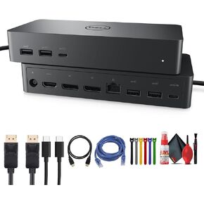 Dell UD22 10-in-1 Universal USB-C Docking Station | Quad 4K Display Support, 96W Power Delivery, Dual DisplayPort (UD22) + HDMI/DisplayPort/USB-C Cable Bundle