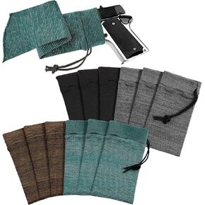 12 Pcs Handgun Gun Sock Silicone Gun Case Anti Rust Sleeve Fabric Waterproof Gun Sock Knit Gun Socks Silicone Drawstring Closure for Tactical Accessories