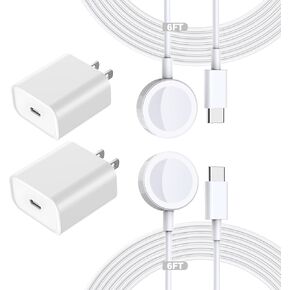for Apple Watch Charger Fast Charging,USB C Wireless iWatch Charger,2Pack Power Delivery USB C Fast Charging Block with 6.6FT Magnetic Wireless Watch Cable for Series 10/9/8/7/6/SE/SE2/5/4/3/2/1/Ultra