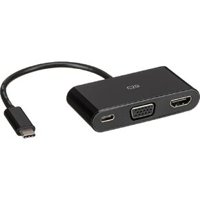 C2G USB -C® إلى 4K HDMI® ومحول Multiport VGA مع توصيل الطاقة حتى 60 واط - أسود