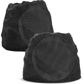 Outdoor Speakers Bluetooth Waterproof Patio Rock Speakers Outdoor Wireless,Solar-Powered,Weatherproof Design Ideal for Patio,Pool, Garden, Deck and Other Activities (Black, 2 Pack)