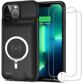 علبة البطارية لـ iPhone 13 Pro Max ، [10800mAh] تعزيز حزمة بطارية الشاحن اللاسلكية المحمولة Qi Wireles