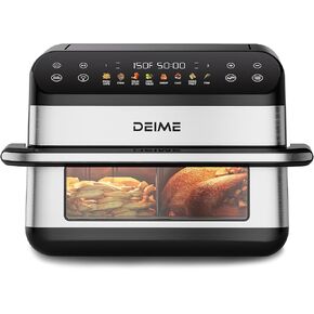 DEIME Dual Zone Air Fryer 10.6 QT Double 1800W Large Capacity Oven Air Fryers Healthy Cooker with 8 Preset, Large AirFryer for Families Visual Cooking Window, Non-Stick Basket, Included Recipe