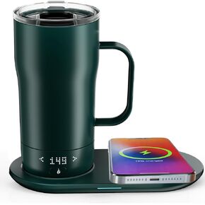 Smart Self Heating Coffee Mug 18 Oz Temperature Control Heated Coffee Mug App Controlled Warmer Mug 5-10 Hour LED Display Keep Coffee Hot All Day Fast Wireless Charger Base Rogue red in Kuwait