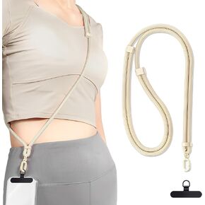 ZXZone Phone Strap*1 Phone Tether Tab*1 Adjustable Neck Strap Phone Lanyard Crossbody Phone Strap Multifunctional Phone Lanyard (Beige-PD)