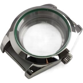 39mm NH35 NH36 Case, Black Case, 3 O'Clock Calendar, Galvanized Stainless Steel, Polished Back, Clear, compatible with Miyota 8215 8205 Watch case