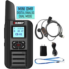 F711 MINI DMR Digital Walkie Talkie ، MODE DUTAL DIGITAL/ALANOG CODE-CODE-COLOR ، CTCSSDCS ، بطارية USB-C القابلة لإعادة الشحن ، خطاف أذن PTT للأنشطة الخارجية للأمان ، Black 1 Pack