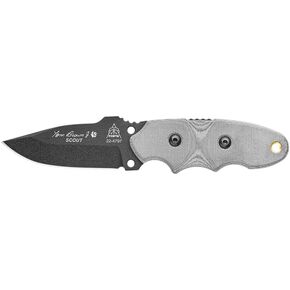 Tops Knives Tom Brown Scout Full Tang Fixed Blade- Black Traction Coating Blade Finish- Black Kydex w/Rotating Spring Steel Clip