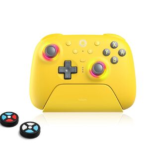 8Bitdo Ultimate 2 Bluetooth Controller (TMR Joystick Update), RGB Fire Ring, Switchable Hall Effect/Tactile Triggers, Vibration and Motion Control for Switch/Switch 2, Windows PC (Lemon Yellow)