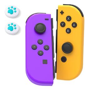 Replacement Switch Controllers,Switch Controllers Compatible with Switch/OLED/Lite, Switch Gamepad Support Dual Vibration/Screenshot/Wake-up/Motion Control.With Two Cute Joystick Hats,Purple Orange