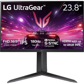 LG 24GS65F-B 24-inch Ultragear Full HD (1920 x 1080) IPS Gaming Monitor, 180Hz, 1ms, NVIDIA G-Sync Compatible, AMD FreeSync, HDR10, HDMI, DisplayPort, Tilt/Height/Pivot Adjustable Stand, Black