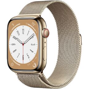 Apple Watch Series 8 (GPS + Cellular, 45mm) - Gold Stainless Steel Case with Gold Milanese Loop, M/L (Renewed