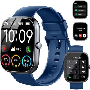 Smart Watch (Answer/Make Calls), 1.91" HD Screen SmartWatch for Women Fitness Activity Tracker Heart Rate/Sleep Monitor/Pedometer, Smart Watches for Android iOS Blue