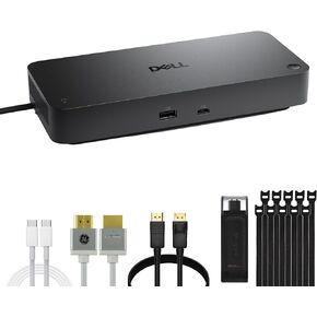 Dell SD25TB4 Thunderbolt 4 Smart Dock 4K Support and up to 4 Displays (Black) Bundle with 4K HDMI Cable, 6ft DisplayPort Cable, 6ft USB-C Cable, Ten Cable Ties, and 128GB USB Drive (15 Items)