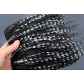 2 pcs/lot 20X10cm Furabou Craft Fur Black White Barred Soft Man-Made Synthetic Fiber Streamer Tail Wing Fly Fishing Tying Materials