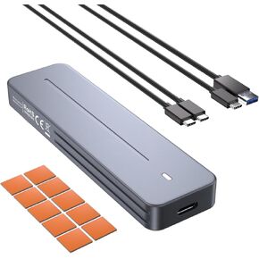 VCOM M.2 NVMe SATA SSD Enclosure, USB 3.1 10 Gbps M2 SSD Enclosure, 6Gbps SATA NGFF, Aluminium M2 SSD Adapter with Cooling Pad, Supports UASP & Trim, M&B Key/M Key in 2230/2242/2260/2280 SSD