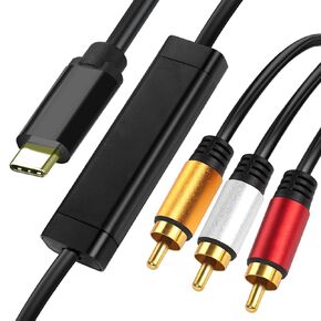 USB C to RCA 3FT Adapter 1080P, 3FT Active Type C to RCA Converter, Male USB C to 3-RCA Out Lead Video Adattatore Cord for Laptop, Computer,Projector