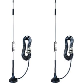 2pcs 10ft HF VHF UHF Magnetic Base BNC Male Amateur Radio Antenna Compatible with Police Scanner Two Way Mobile Scanner IoT Spring Antenna