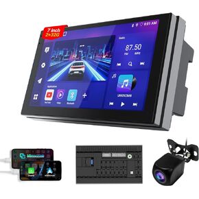 6 "ستيريو مزدوج سيارة Din مع Carplay و Android Auto ، راديو سيارة تعمل باللمس مع Bluetooth 4.1 ، كاميرا النسخ الاحتياطي HD ، رابط المرآة ، التنقل في GPS ، WiFi ، التحكم الصوتي ، 2+32GB ، FM/AM
