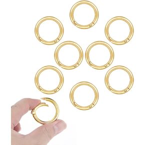 8pcs Key Ring Clip, Metal Keychain Rings, Round Carabiner Clips, Spring Key Chain Hooks for Keyrings Buckle, Bags, Purses DIY Craft(Gold)