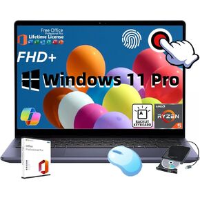 Dell Inspiron 14 2-in-1 Business Laptop | 14" IPS FHD+ Touchscreen | w/Office & Externa l DVD Drive | AMD Ryzen 5 8640HS | Fingerprint Reader | Backlit KB | Win 11 Pro | 64GB DDR5 | 4 TB SSD