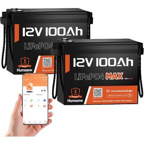12V 100Ah LiFePO4 Lithium Battery MAX with Bluetooth 5.0, 15000+ Deep Cycles, 1280Wh Lithium Iron Phosphate Battery, Built-in 100A BMS with Low-Temp Protection for RV, Marine, Trolling Motors