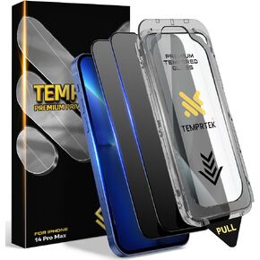 TEMPRTEK+ Privacy Glass Screen Protector for iPhone 16 Pro Max - 2 Pack (Military Grade Tempered Glass) - Anti Fingerprint/Scratch Case Friendly-Bubble-free Easy Installation Kit with Full Coverage