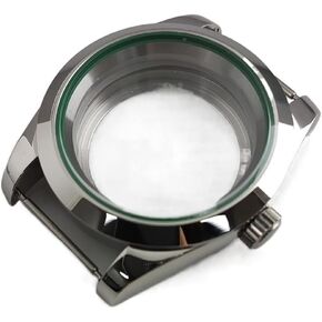 39mm NH35 NH36 CASE ، العلبة السوداء ، التقويم الساعة 3 ، الفولاذ المقاوم للصدأ المجلفن ، مصقول ، واضحة ، متوافقة مع Miyota 8215 8205 Case
