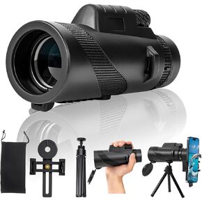 80x100 تلسكوب أحادي مع محول الهاتف وترايبود-PAK4 PRISM ، البصريات متعددة المغلفة ، العدسة القابلة للتعديل للنجوم ، مراقبة الطيور ، الصيد (CASE & DILIP GRIP)